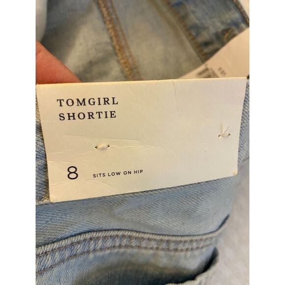American Eagle AE Tom Girl distressed light denim jeans shorts 8 button fly NEW - Picture 4 of 11